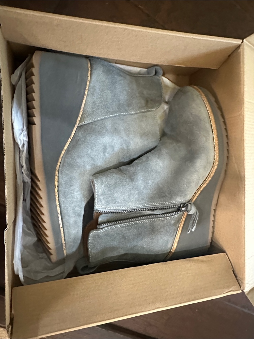 Gray Suede Platform Ankle Booties - Women's